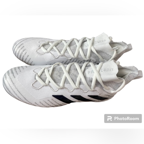 New Adidas Primeknit Mahomes Football Cleats White/Grey/Navy Blue Size 11.5 - Picture 3 of 8